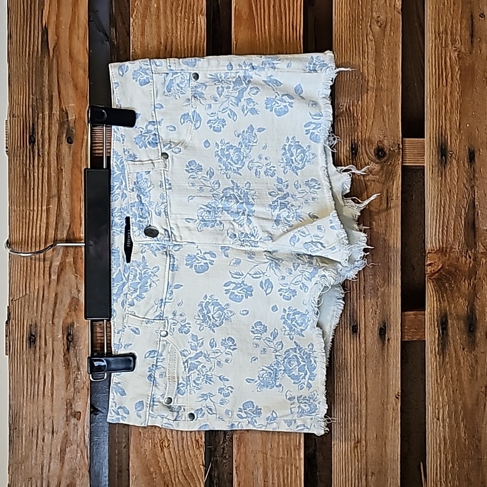White and Blue Patterned Shorts